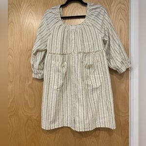 Emerson Fry Jasmine Button Dress Ivory Stripe Organic sz Small